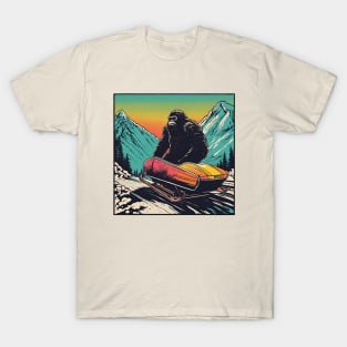 Grumpy Bigfoot Bobsleigh in Winter T-Shirt